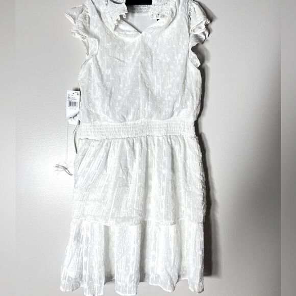 BCX Juniors' Swiss-Dot Dress,New off white Short sleeves Smocked neckline  Large - Picture 12 of 12
